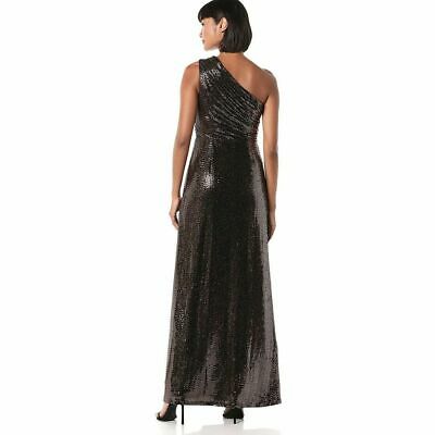 Calvin Klein Womens One-Shoulder Metallic Gown