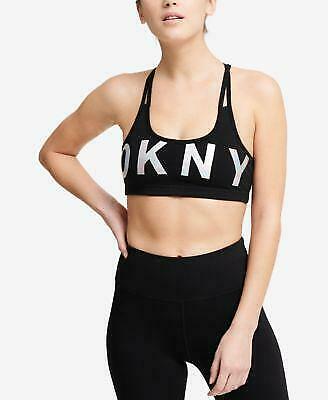 DKNY Logo Graphic Sports Bra, Size XS/Black