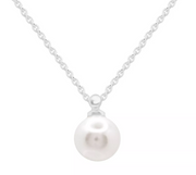Essentials Round Imitation Pearl Drop Necklace in Fine Silver Plate