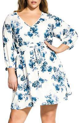 City Chic Womens Plus Floral Tie Waist Shirtdress