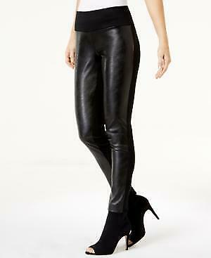 INC Faux-Leather-Front Skinny Side Striped Pants, Size 18