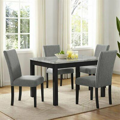 Furniture of America Vacti Wood 5-Piece Dining Set in Brown and Gray