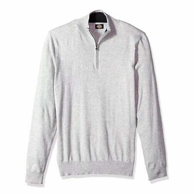 Dickies Mens Solid Jersey 1/4 Zip Mock, Light Grey Heather, Large