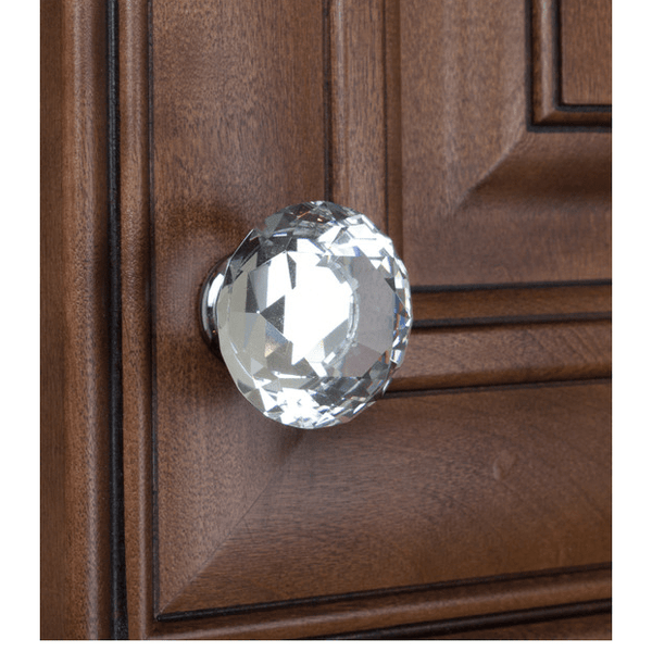 GlideRite 1-5/8" Clear K9 Crystal Polished Chrome Base Cabinet Knob (Set of 10)