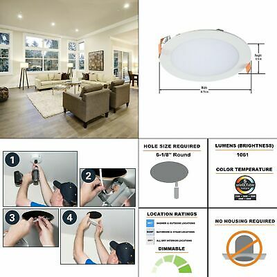 Halo Hlb 6 In. White Round Integrated Led Recessed Light Direct Mount Kit