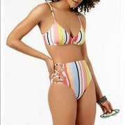 Bar III Bold Stripe Printed Bikini Top