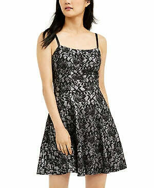 Speechless Dress Black Junior a-Line Glitter Lace Metallic, Size 9