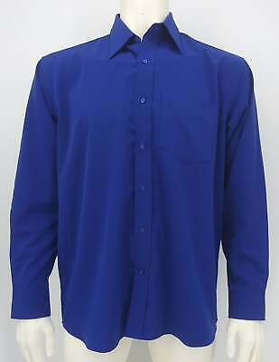 OCK Men's Long Sleeve Button Down Dress Shirt, Blue, Size L