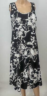 Jones New York Women's  Floral Pleated Tank Dress Black and White , Size Small