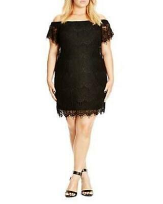 City Chic Lace Off-Shoulder Shift Dress,Small 16