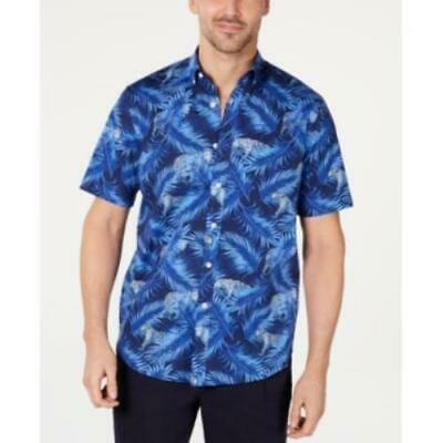 Club Room Mens Stretch Cheetah-Print Jungle Shirt