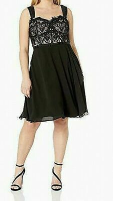 City Chic Womens Plus Lace Overlay Sleeveless Party Dress