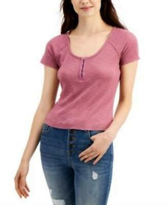 Freshman Juniors Textured Hook & Eye Henley Top