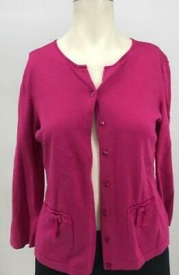 Nine And Company Button Front Cardigan With Bow Pockets,Large