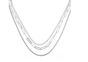 And Now This Triple Row 16 Chain Necklace in Silver Plate