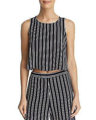 Aqua Women's Stripe Cropped Tank Top, Size Large