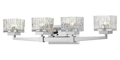 Z-Lite Rubicon 4 Light 30 Wide Vanity Light with Textured Glass Shades