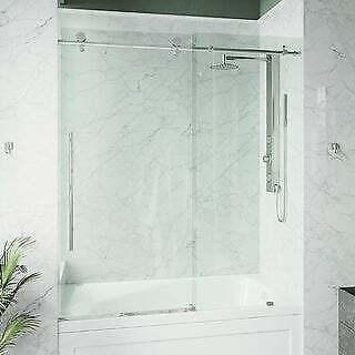 Vigo Vg60216066 Elan 66″ High x 60″ Wide Sliding Frameless Tub Door