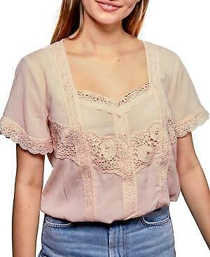 Belle Du Jour Juniors Lace-Trim Top, Size XS