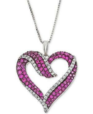 Macy’s Lab-Created Ruby and White Sapphire Heart 18 Pendant