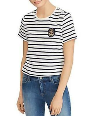 Lauren Ralph Lauren Womens Hailly Cuffed Sleeves Striped Blouse,Size Large