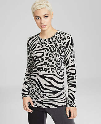 Charter Club Cashmere Animal-Print Sweater, Multicolor, Size Medium