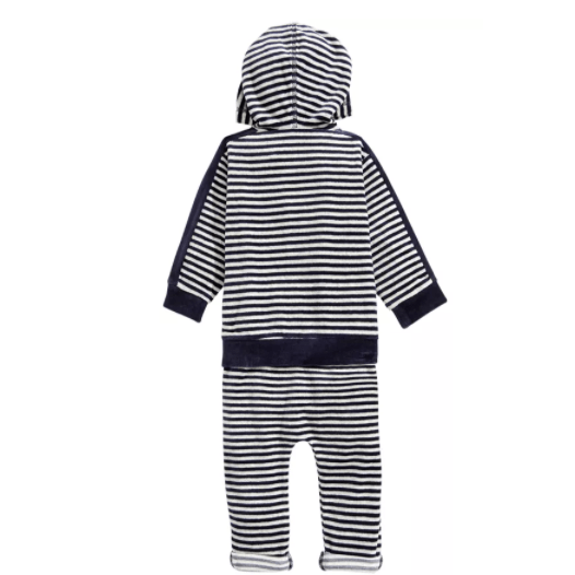 First Impressions Baby Boys Striped Velour Hoodie and Pants, Size 12 Months