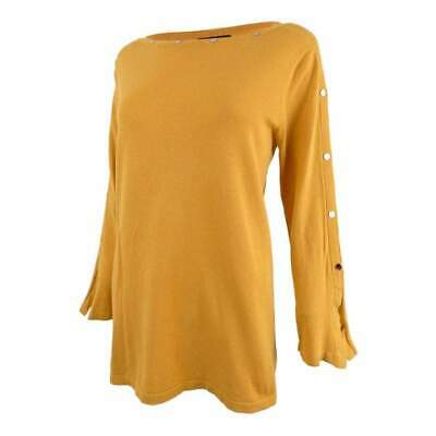 Alfani Womens  Embellished Jewel Neck  French Gold Sweater Size PS