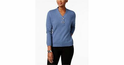 Karen Scott Petite Cotton Henley Sweater Size PXL