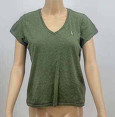 Polo Ralph Lauren Womens V-Neck T-Shirt Size Small Army Green