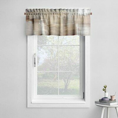 Kitchen Curtains Abstract Art Valance for Windows 52 x 18 Beige Grey