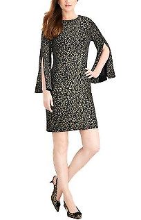 MSK Womens Metallic Bell Sleeve Cocktail Dress