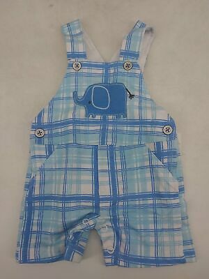 First Impressions Baby Boys Elephant Plaid Shortall Size 0-3 Months