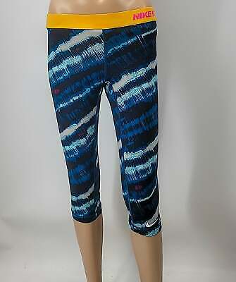 Nike Pro Dry Fit Capri Leggings Static Color Block Blue, Small