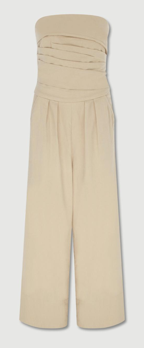 Free People Blake Strapless Jumpsuit in Parchment, Size Small