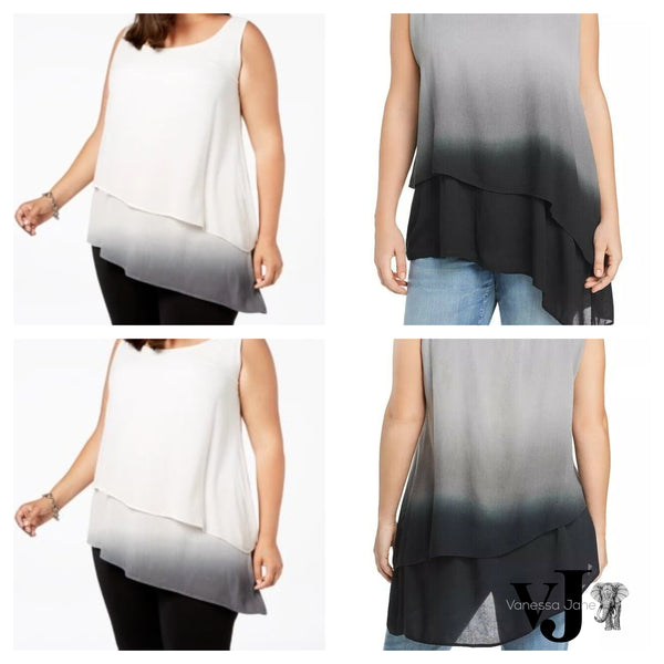 Joseph A 155603 Womens Asymmetric Dip Dye Tank Top