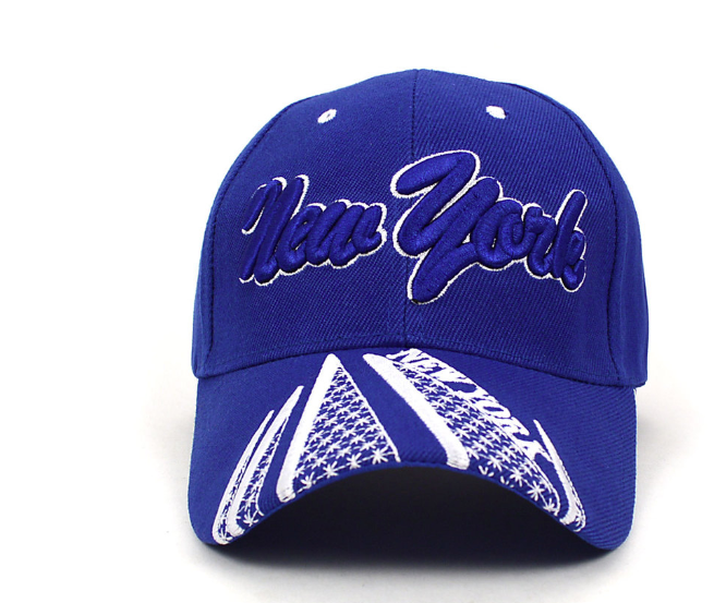 New York Blue 3D Embroidered Baseball Cap, Hat