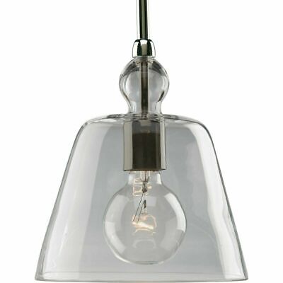Progress Lighting P5184-104 Stem Hung Glass Bell Pendant Light, 8”