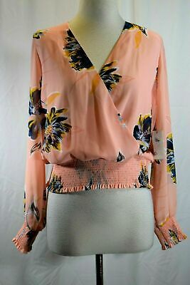 Bar III Pink/Floral Chiffon Blouse Top, Size Medium