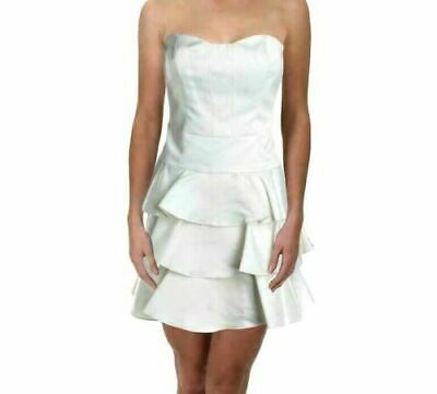 Calvin Klein Satin Strapless Tiered/Ruffled Cocktail Dress, Size 6