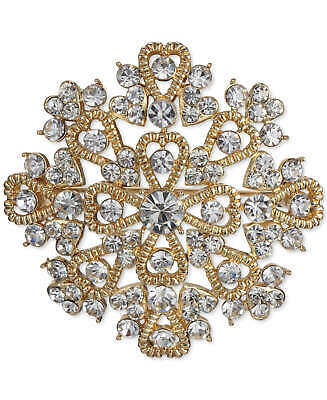 Charter Club Gold-Tone Crystal Heart Cluster Pin