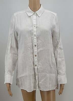 Foxcroft Side-Button Long-Sleeve Tunic, Size 10