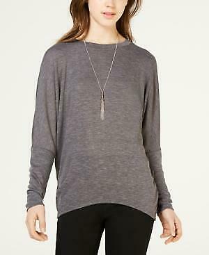 Bcx Juniors Necklace-Embellished Dolman-Sleeve Top Charcoal , Small