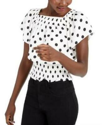 Inc Dot-Print Short-Sleeve Top, Size Medium