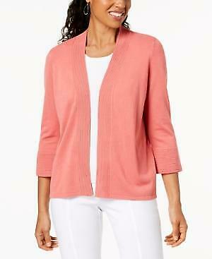 Jm Collection Open-Front Bell Sleeve Cardigan Coral, Size XS