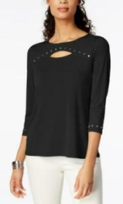 JM Collection Studded Keyhole Top
