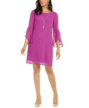 Thalia Sodi Flared-Sleeve Necklace Dress, Size Medium