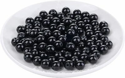Weebee 200Pcs Glass Pearl Beads Loose Spacer Round Czech, Jet Black/ 4mm