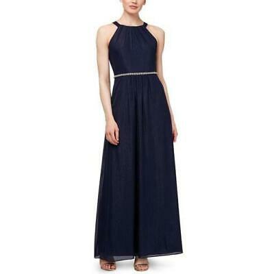 SLNY Womens Embellished Shimmer-Detail Evening Dress, Size 12