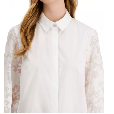 Alfani Lace-Sleeve Button-up Shirt